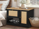 Feeding station with 2 lockers, pet feeding station with 2 elevated dog bowls, side hooks, W1687P246775