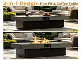 50000 BTU Rectangle Fire Pit, Smokeless Propane Outdoor Firepit with Convertible Coffee W853P553884