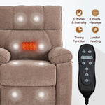 ZUN Brown Heat Massage Dual Motor Infinite Position Up to 350 LBS Large Electric Power Lift Recliners W1803P264024