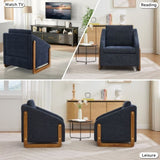 057-Set of 1 Chenille Fabric Modern Upholstered Armchair with Wooden Side Frame , Accent Leisure W527P239829