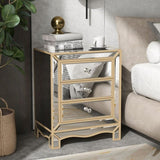 W 19.7" X D 15" X H 26" Champagne mirror 3 drawer cabinet extraction cabinet, multifunctional W100535962