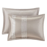 7 Piece Chenille Jacquard Comforter Set Taupe Queen B03597089