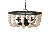 4 - Light Wood Chandelier, Hanging Light Fixture with Adjustable Chain for Kitchen Dining Room Foyer W2078138932
