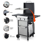 ZUN 2-Burner Propane Gas BBQ Grill, SS Plancha, 24600BTU Output With Wire Enamel Cooking Grids For W2938P208387