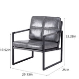 ZUN PU leather leisure black metal frame recliner chair for living room and bedroom furniture,grey W2181P293816