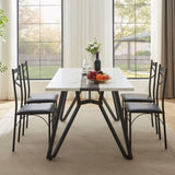 70.9"Rectangular Large Table, Marble Grain Waterproof Large Desk for 8 People, Deluxe Family 49672511