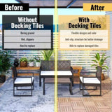 30 PCS Interlocking Deck Tiles Striped Pattern, 12" x 12" Square Yellow Acacia Hardwood Outdoor W2391P276697