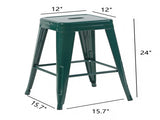 24 Inch Counter Height Stool, Backless Metal Bar Stools Set of 4, Non-Stackable, Detachable & Easy B347P471108