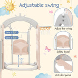 ZUN Toddler Slide and Swing Set 5 in 1, Kids Playground Climber Slide Playset with Basketball Hoop PP307712AAH