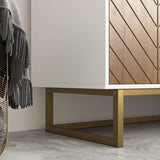 White and Gold Storage Cabinet 2 Doors, Modern Buffet Sideboard Cabinet, Kitchen Buffet Cabinet W409128108