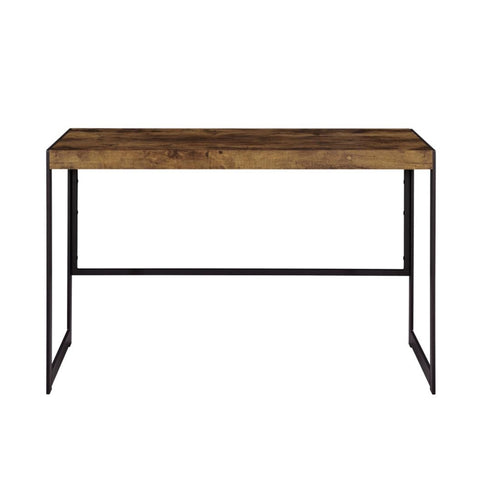 ZUN Writing Desk with Metal Frame in Antique Nutmeg and Gunmetal B016P163679