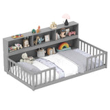 Versatile Floor Bed with Bookcase - Gray 75929097