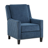 Modern Home Furniture Reclining Chair 1pc Blue Textured Fabric Upholstered Nailhead Trim Solid Wood B011P190688