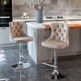 Furniture,Swivel Velvet Barstools Adjusatble Seat Height from 25-33 Inch, Modern Upholstered Chrome 70536881