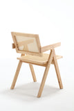 ZUN Hengming Cane solid wood dining chair, hand made cane armchair, suitable for living dining W212106069