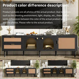Rattan TV Stand with 3 Cabinets & 2 Drawers, Rattan-inspired Media Console Table for TVs up to 80'', N710P206015B