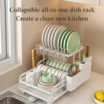 ZUN 2-Tier Dish Drying Rack, Kitchen Dish Rack, Space-Saving and Durable, with Drainer Board and 83895441