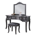 ZUN Contemporary Grey Finish Vanity Set w Stool Retro Style Drawers cabriole-tapered legs Mirror w B011113310