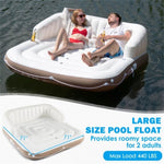 ZUN inflatable pool Floating lounge Swimming raft with parasol 62866070