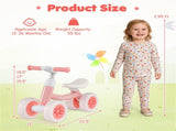 4 Wheel Kids Balance Bike with Light Up Wheels, 3 Level Adjustable Height Toddler Push Bike , No 96203550