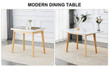 ZUN Imitation marble white sintered stone tabletop with rubber wooden legs, computer desk, W1512P284842