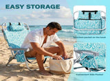 1 PCS Aluminum Beach Chair, 8.5 Inch Seat Height Teal Tribal Pattern, Adjustable Folding Chair with 78014252