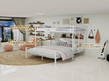 Sturdy Metal Twin Over Full Bunk Bed Frame with Practical Ladder & Storage Shelf, Modern W1935P463331