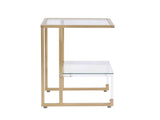 Golden Side Table, 2-Tier Acrylic Glass End Table for Living Room&Bedroom 26797916