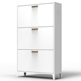 ZUN 3 Drawer All Steel Shoe Cabinet, Freestanding Shoe Rack Storage Organizer with Flip Door, Modern W1779109614