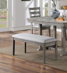 ZUN Gray Color Dining Bench Padded Seat 1pc Bench Kitchen Dining Room Wire-Brushed Finish B011P246318