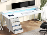 LED Light Strips Elevate your workspace or gaming setup with RGB LED lighting on the black desk. 60544948