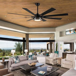 ZUN 72" Integrated LED Matte Black Large Smart Ceiling Fan with Remote Control W1367139019