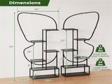 6-Tier Butterfly Shape Metal Plant Stand 2-Pack with Hanging Hooks Adjustable Foot Pads Black 65197727