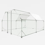 ZUN 10 ft. x 13 ft. Galvanized Large Metal Walk in Chicken Coop Cage Farm Poultry Run Hutch Hen House W2505P177284