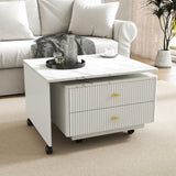 Extendable Coffee Table with Storage, Reversible Living Room Table with 2 Drawers and with 6 Wheels, W331P286652