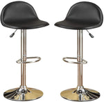 ZUN Black Faux Leather Stool Adjustable Height Chairs Set of 2 Chair Kitchen Island Stools Chrome Base B01149813