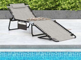 Oversized Patio Chaise Lounge, 27" Wide 4-Position Adjustable Backrest Folding Tanning Chair-Gray 69642871