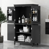 ZUN Elegant Bathroom Floor Storage Cabinet, Bathroom Storage Unit, Freestanding Cabinet with 4 Doors, N725P188461B