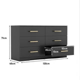 ZUN Black color Large 6 drawers chest of drawer dressers table with golden handle W1320110987