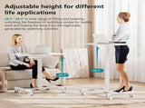 Standing Desk with Mobile Rolling Wheels Portable Desk & Overbed Laptop, Height Adjustable Small 36393587