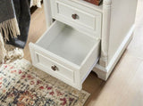 Farmhouse Style 2 Drawer Sofa Side Table Charging Pedestal, Tall Rustic Wood Square Nightstand W2393P324429