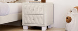 Elegant Velvet Nightstand with 2 Drawers and Crystal Handle, Storage Bedside Table with N733P210398A