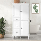 Retro Multi-Functional Storage Cabinet with Adjustable Shelves, 3 Drawers, and 3 Enclosed 73802315