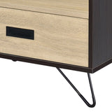 Oak and Black Nightstand with 1 Drawer B062P181411