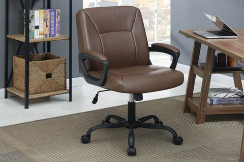 ZUN Relax Cushioned Office Chair 1pc Brown Color Upholstered Seat back Adjustable Chair Comfort HS00F1681-ID-AHD