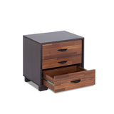 Two-tone Finish Nightstand with 3 Drawers, Walnut and Espresso B016P253966