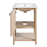 20-inch Bathroom Vanity with Ceramic Sink, Freestanding Single Vanity Set with Soft Closing Door, 91614210