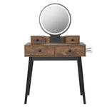 ZUN Vanity Set with Touch Screen Lighted Mirror, Makeup Table with Cushioned Stool, 4 Drawers, Rustic 43837694