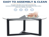 ON-TREND Round Glass Coffee Table Modern Cocktail Table Easy Assembly with Tempered Glass Top & WF293702AAB