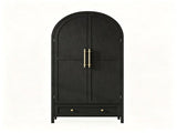 () Wardrobe with 2 Doors 1 Drawer and Rounded Top Design Particleboard 69144391